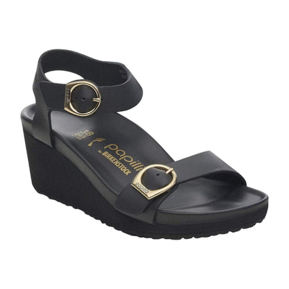 Birkenstock Unisex Soley Big Buckle Waxy Leather Black