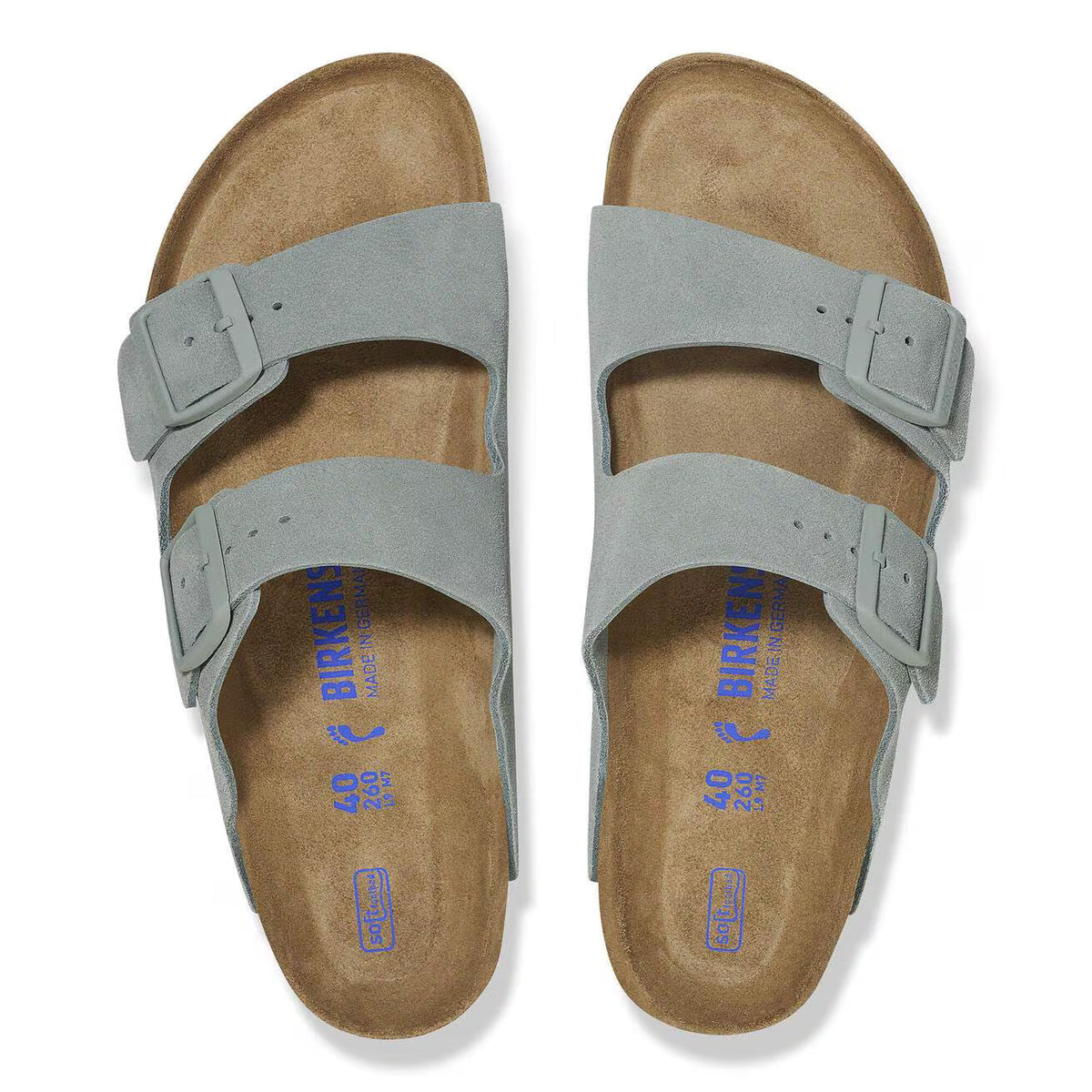 Birkenstock Unisex Arizona BS Suede Leather Soft Footbed Pure Sage