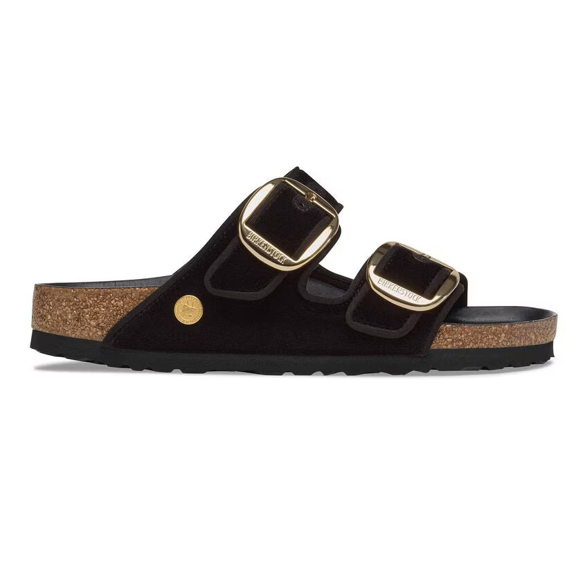 Birkenstock Arizona Big Buckle Rivet Logo Velvet Black Sandals