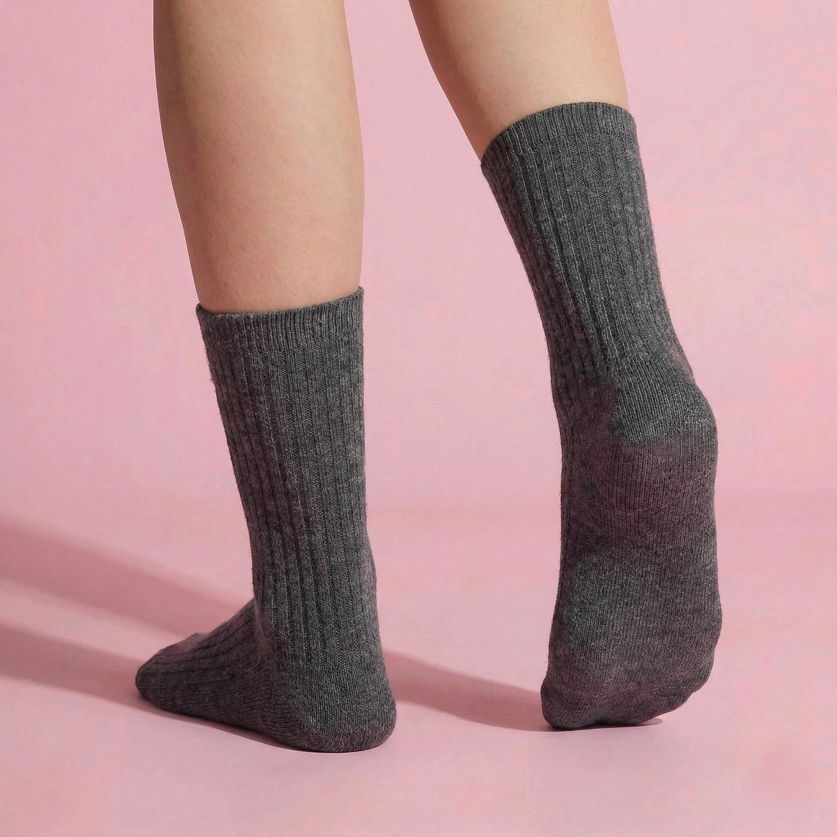 Anna-Kaci Women's 3-Pair Ribbed Crew Socks Set Soft Stretch Knit Fabric Minimal Everyday Comfort Socks
