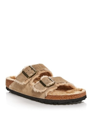 Birkenstock Arizona Shearling Suede Leather Sandals Regular