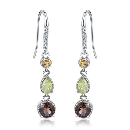 Fashionable Elegant Natural Gemstone Earrings | Genuine S925 Sterling Silver Studs | Luxury Crystal Drop Earrings for Women | Premium Hypoallergenic Fine Jewelry Gift