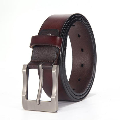 Men’s Luxury Genuine Leather Belt | Premium High-Quality Designer Dress Belt | Classic Formal Cowhide Leather Waistband | Men's Executive Business Belt with Polished Buckle