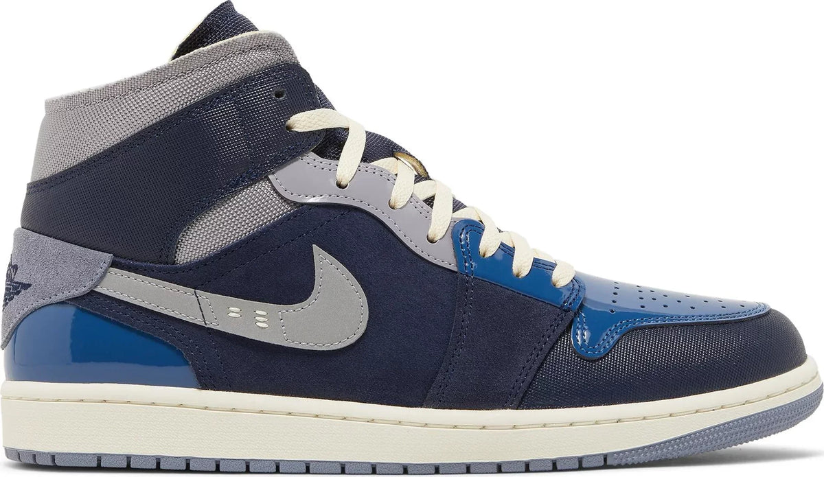 Air Jordan Men's Retro 1 Mid Se Craft 'Obsidian French Blue Ashen Slate White' Sneakers