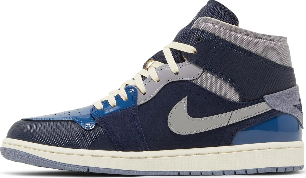 Air Jordan Men's Retro 1 Mid Se Craft 'Obsidian French Blue Ashen Slate White' Sneakers
