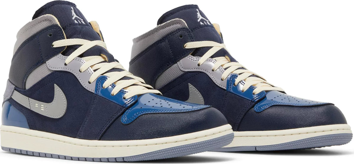 Air Jordan Men's Retro 1 Mid Se Craft 'Obsidian French Blue Ashen Slate White' Sneakers