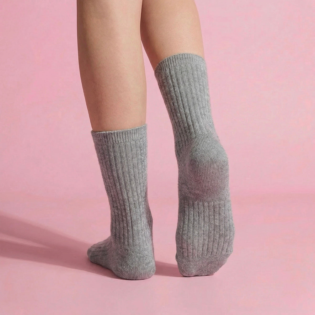 Anna-Kaci Women's 3-Pair Ribbed Crew Socks Set Soft Stretch Knit Fabric Minimal Everyday Comfort Socks
