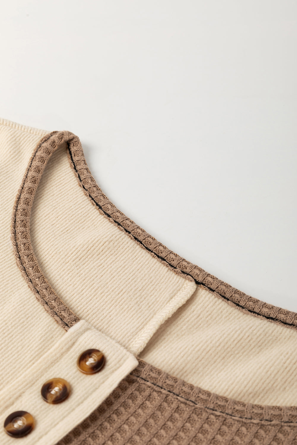 Threaded Pear Jaliyah Knit Stitch Detail Long Sleeve Top