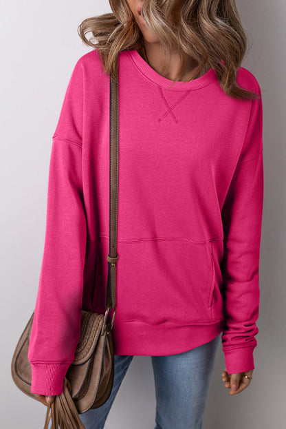 Threaded Pear Ainsley Crisscross Stitching Loose Sweatshirt