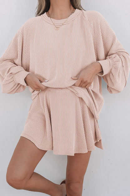 Threaded Pear Scarlett Corded Lantern Sleeve Top