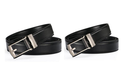 Men’s Luxury Two-Layer Cowhide Leather Belt | High-Sense Automatic Buckle Executive Waistband | Trendy Minimalist Sleek Ratchet Belt | Luxury-Label Statuesque Radiant Accessory | 2026 High-Fashion Emerald-Luxe Essential
