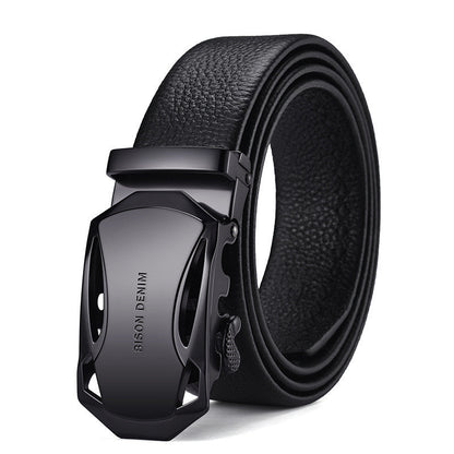 Men’s Business Automatic Buckle Leather Belt | High-Sense Professional Executive Waistband | Trendy Minimalist Sleek Ratchet Belt | Luxury-Label Statuesque Radiant Accessory | 2026 High-Fashion Emerald-Luxe Essential