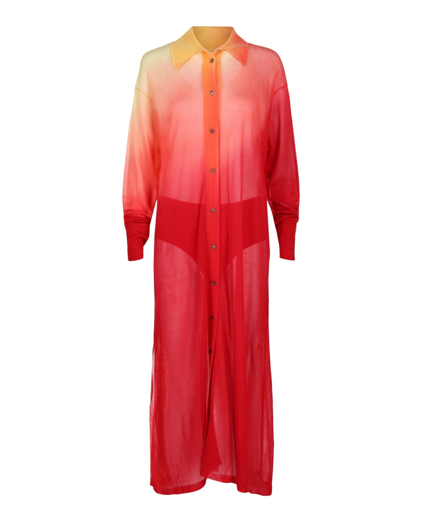 Ferragamo Degrade Silk-Blend Midi Shirt Dress