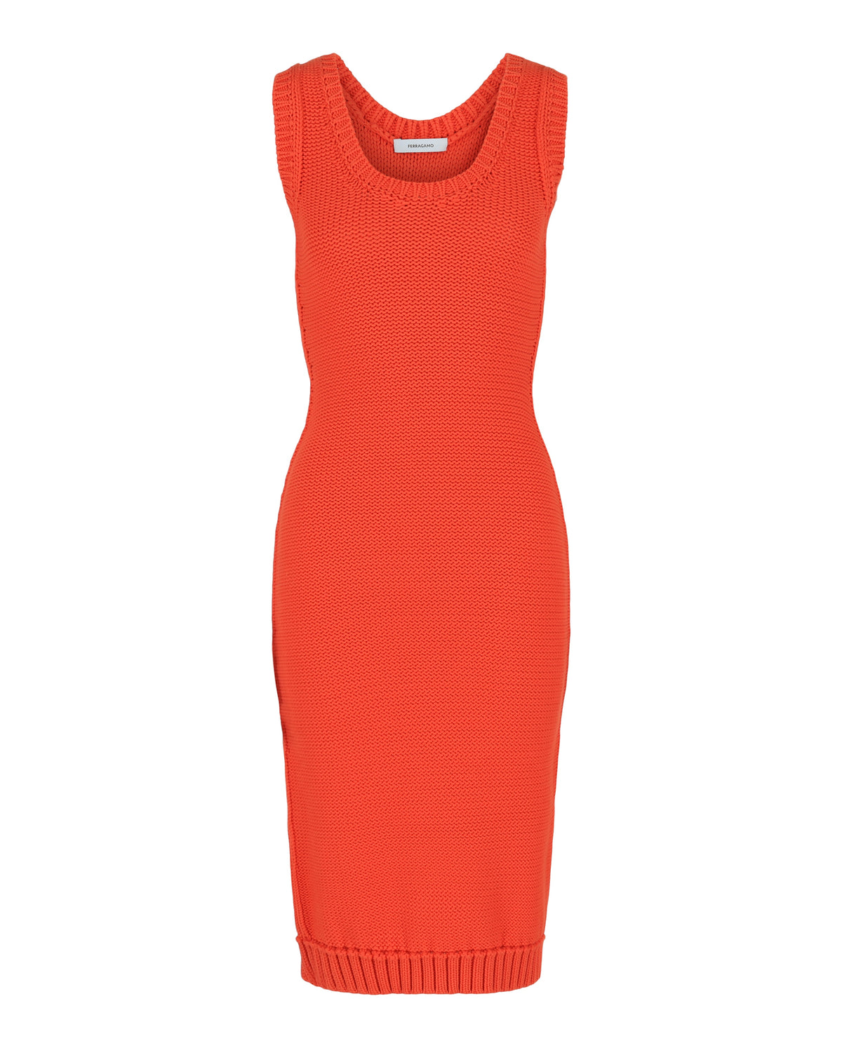 Ferragamo Sleeveless Midi Ribbed Dress
