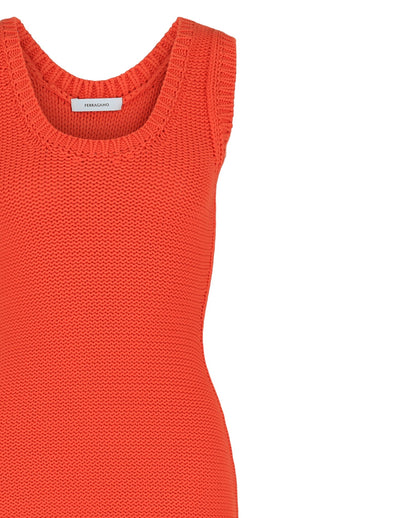 Ferragamo Sleeveless Midi Ribbed Dress
