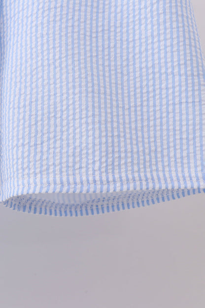 Blue crab embroidery stripe shorts swimsuit