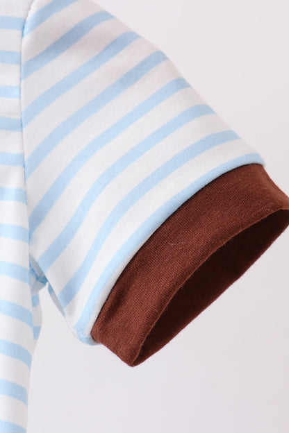Blue Sports Ball Stripe Applique Bubble