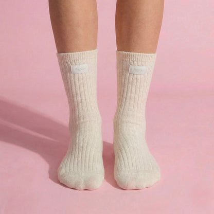 Anna-Kaci Women's 3-Pair Ribbed Crew Socks Set Soft Stretch Knit Fabric Minimal Everyday Comfort Socks