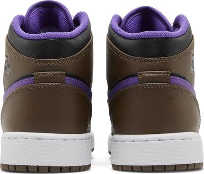 Air Jordan Grade School Retro 1 Mid 'Purple Mocha Gs' Sneakers