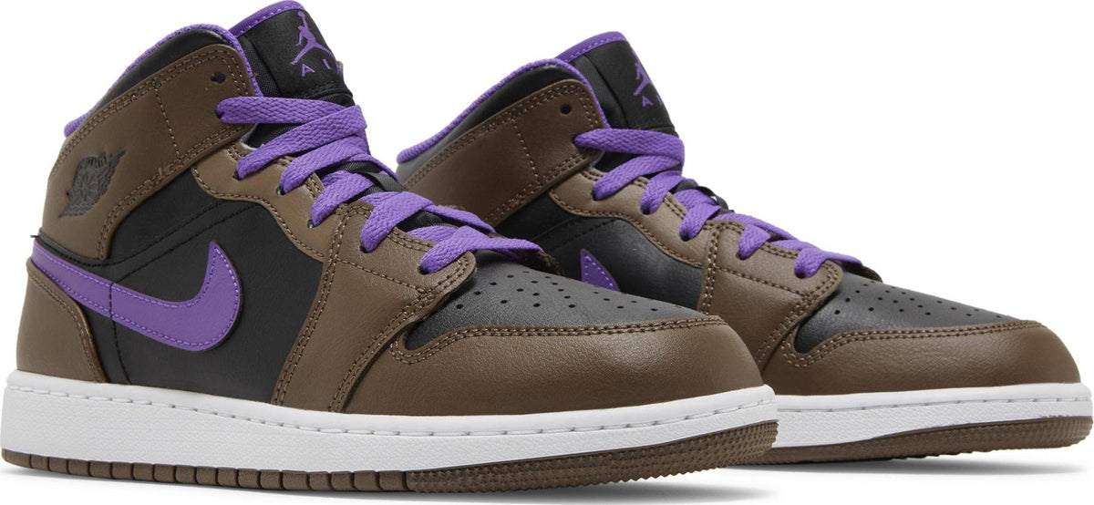 Air Jordan Grade School Retro 1 Mid 'Purple Mocha Gs' Sneakers
