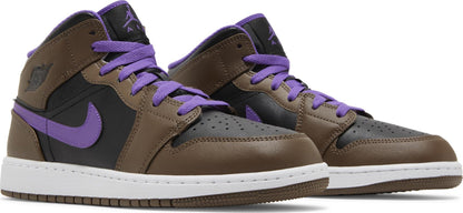Air Jordan Grade School Retro 1 Mid 'Purple Mocha Gs' Sneakers