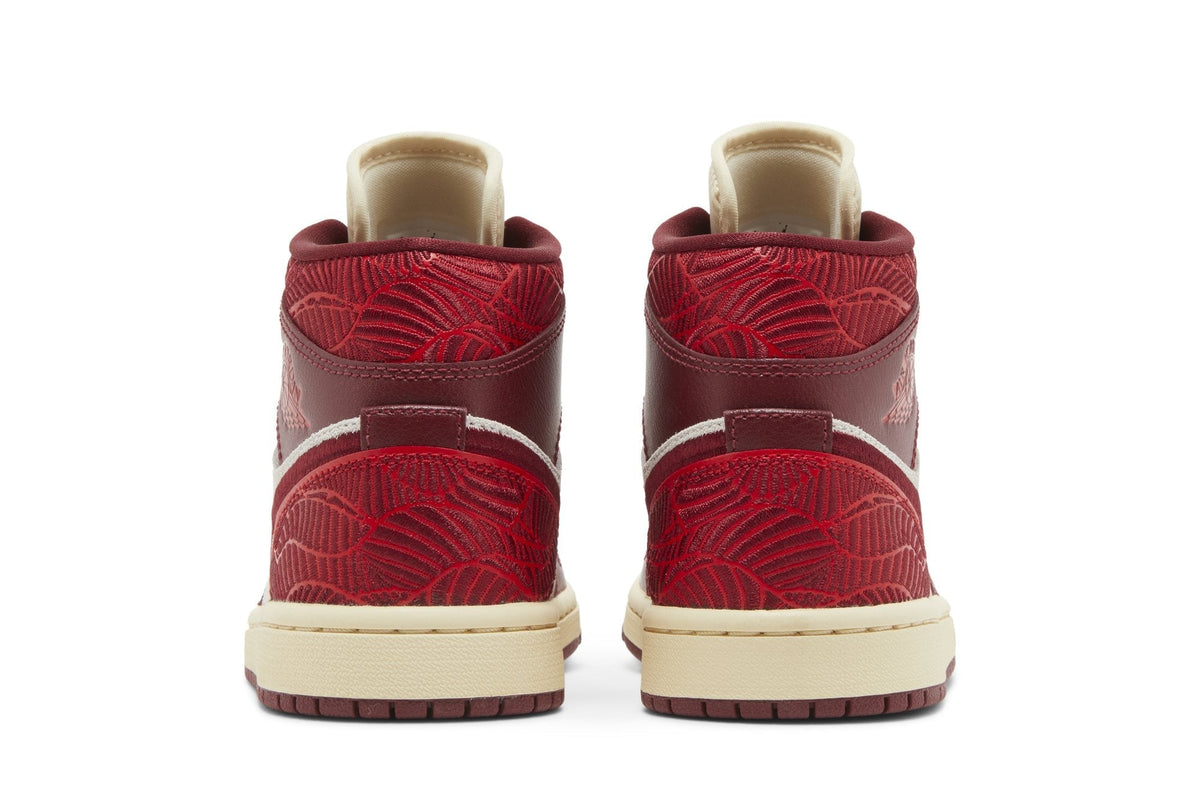 Air Jordan Women's Retro 1 Mid Se 'Tiki Leaf Team Red' Sneakers