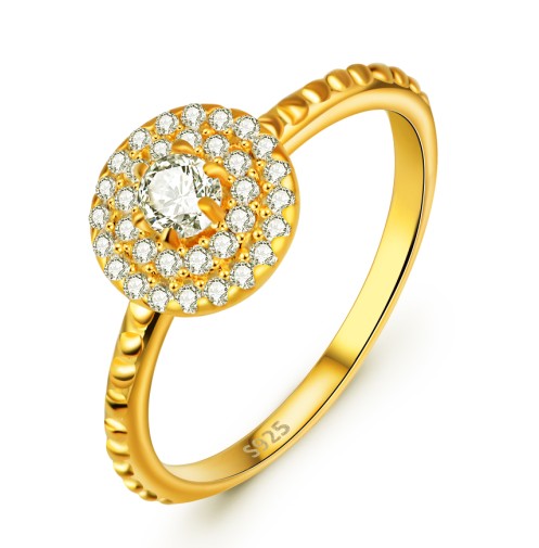 925 Sterling Silver Diamante "Sky Star" Ring | Gold & Rose Gold Plated Inlaid Zircon Ring | Elegant Wedding & Proposal Jewelry for Women