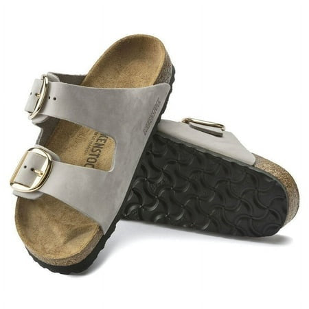 Birkenstock Unisex Arizona Big Buckle Nubuck Leather Gold Buckle Dove Gray