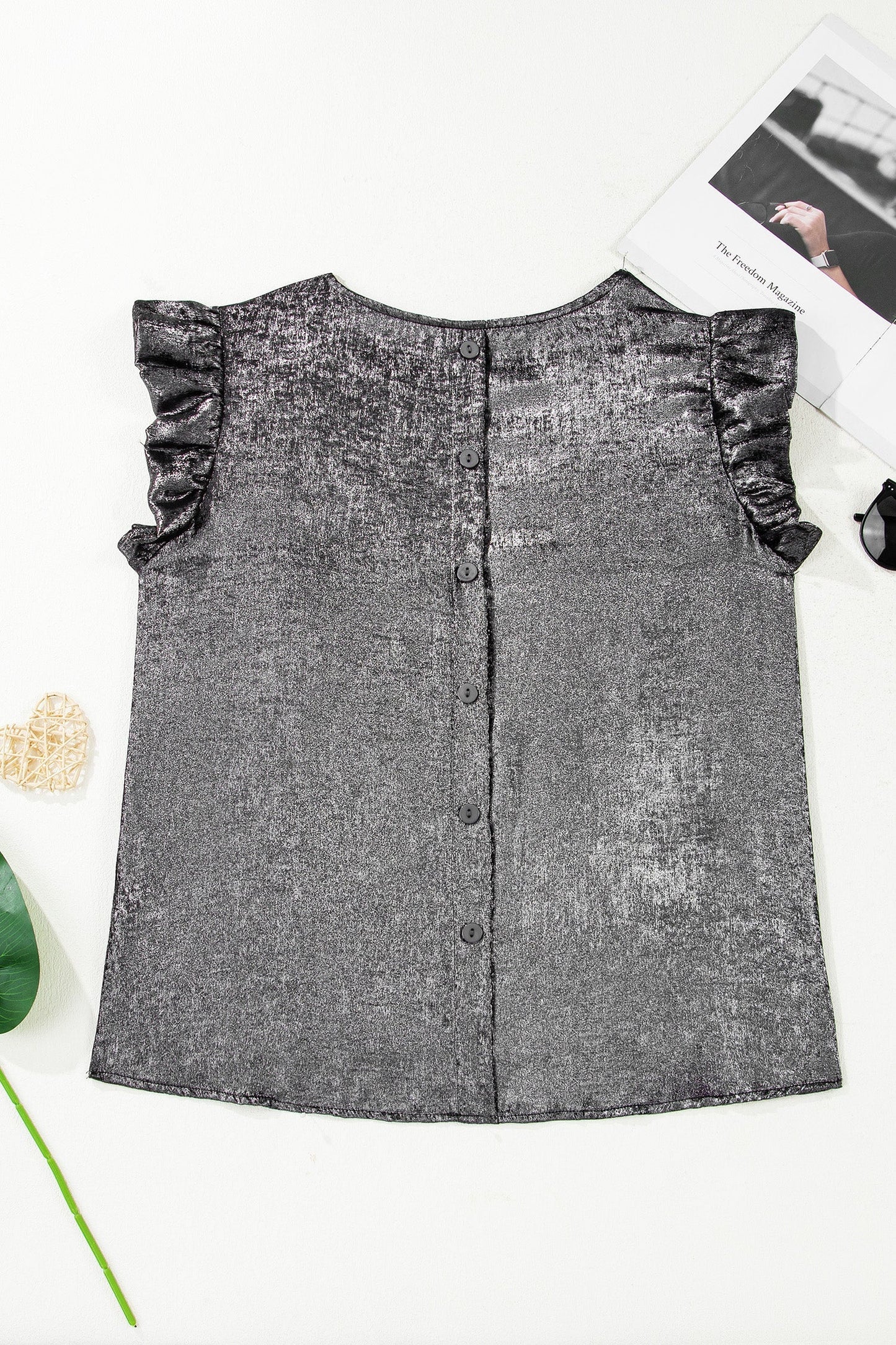 Threaded Pear Amelia Ruffle Trim Sleeveless Top