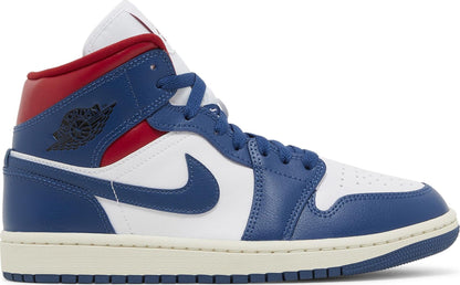 Air Jordan Women's Retro 1 Mid 'French Blue Gym Red' Sneakers