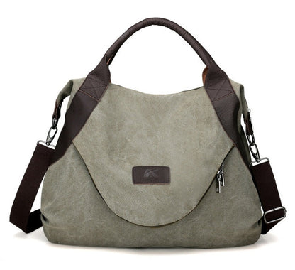 Minimalist Retro Canvas Shoulder Bag for Women | Vintage Crossbody Handbag | Large Capacity Aesthetic Daily Tote | High-Sense Casual Messenger Bag for Work & Travel