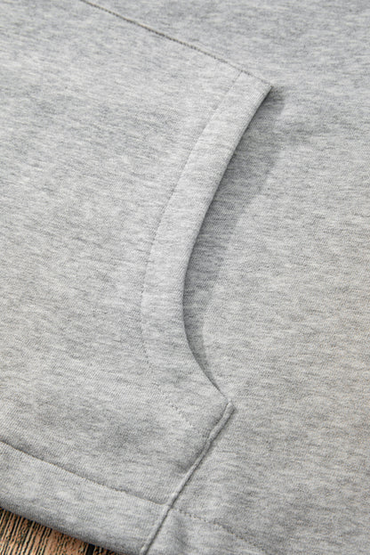 Threaded Pear Kate Fleece Lined Half Zipper Kangaroo Pockets Loose Hoodie