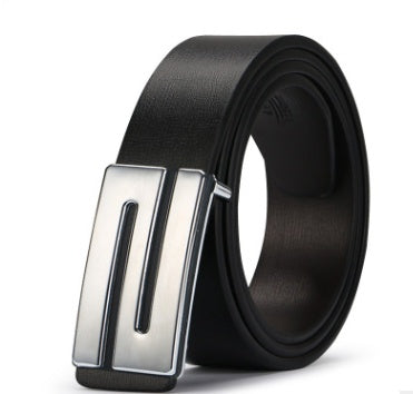 Young Man’s Smooth Leather Belt | Korean Tide Student Plate Buckle Belt | Men’s Minimalist PU Leather Leisure Belt | Trendy K-Fashion Smooth Waist Belt | 2026 High-Fashion Casual Plate Buckle Accessory