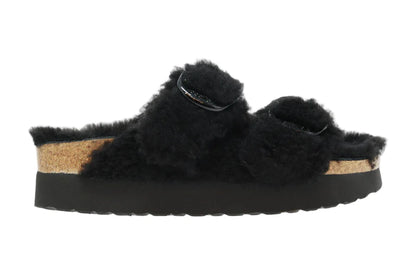 Birkenstock Arizona Big Buckle Rivet Logo Teddy Fur Black