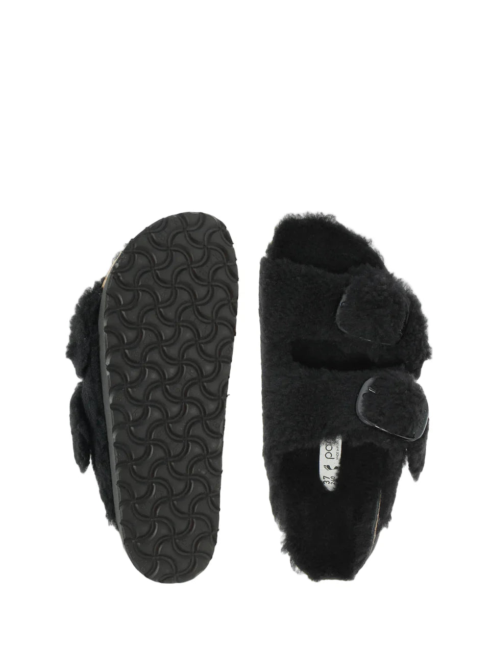 Birkenstock Arizona Big Buckle Rivet Logo Teddy Fur Black
