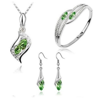 Luxury Angel Elf Jewelry Set | Austria Crystal Necklace, Earrings & Bracelet 3-Piece Set | Elegant Alloy Fairytale Jewelry for Women | Heavenly Angel Wing Jewelry Collection