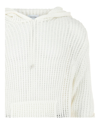 Ferragamo Crochet Drop-Sleeve Hoodie