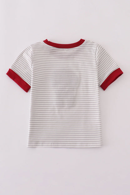 Alabama polka dot elephant french knot stripe top