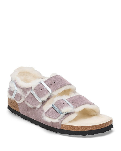 Birkenstock Milano Suede Shearling Slingback Sandals