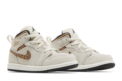 Air Jordan Toddlers Retro 1 Mid Se 'Brown Elephant Td' (Td)'