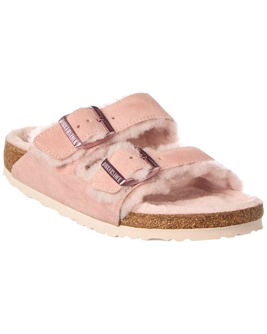 Birkenstock Arizona Shearling Suede Leather Light Rose