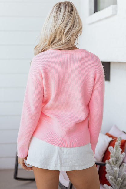 Threaded Pear Ava Cane Puffy Knit Sweater