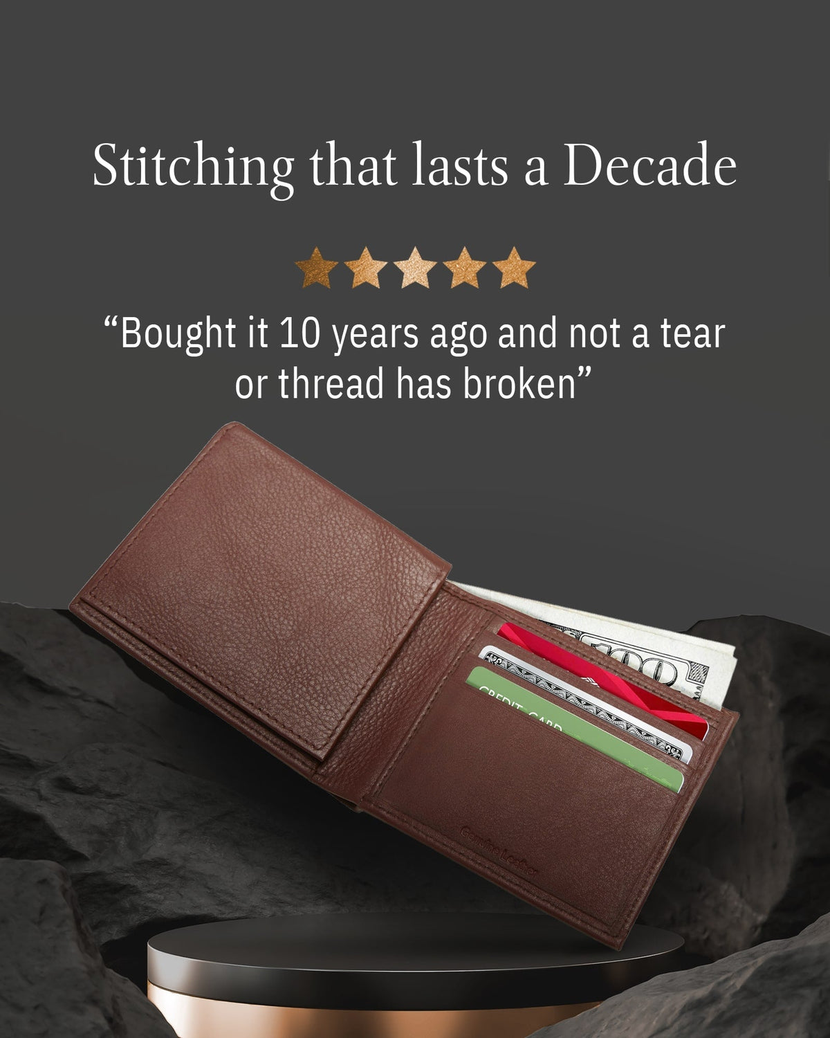 Bifold Wallet With Flip-Up ID Window