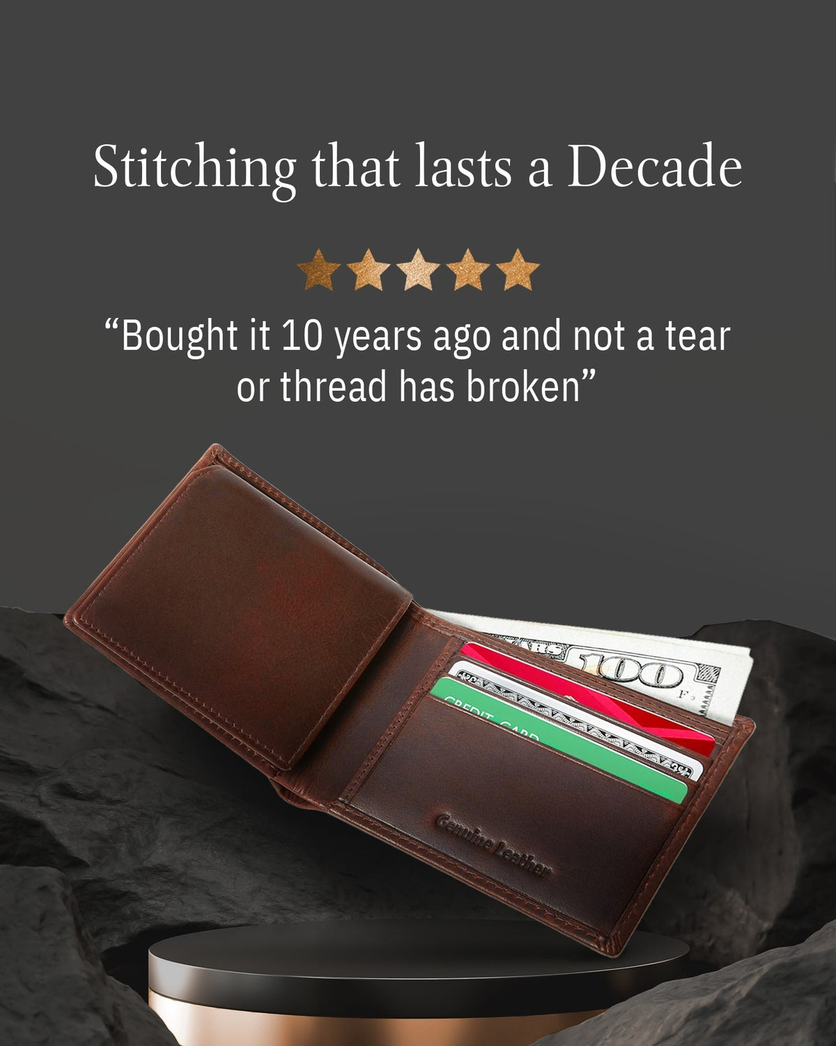 Bifold Wallet With Flip-Up ID Window