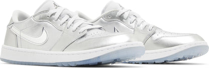 Air Jordan Men's Retro 1 Low Golf 'Gift Giving Pack' - Metallic Silver/Metallic Silver/Photon Dust/White Sneakers