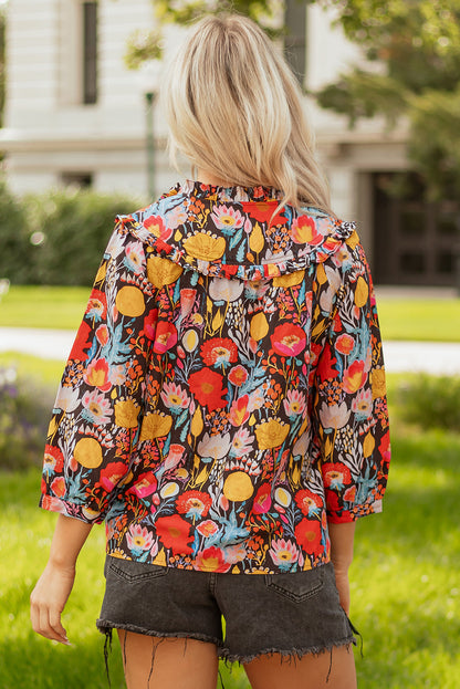 Threaded Pear Amara Puff Sleeve Tied Blouse