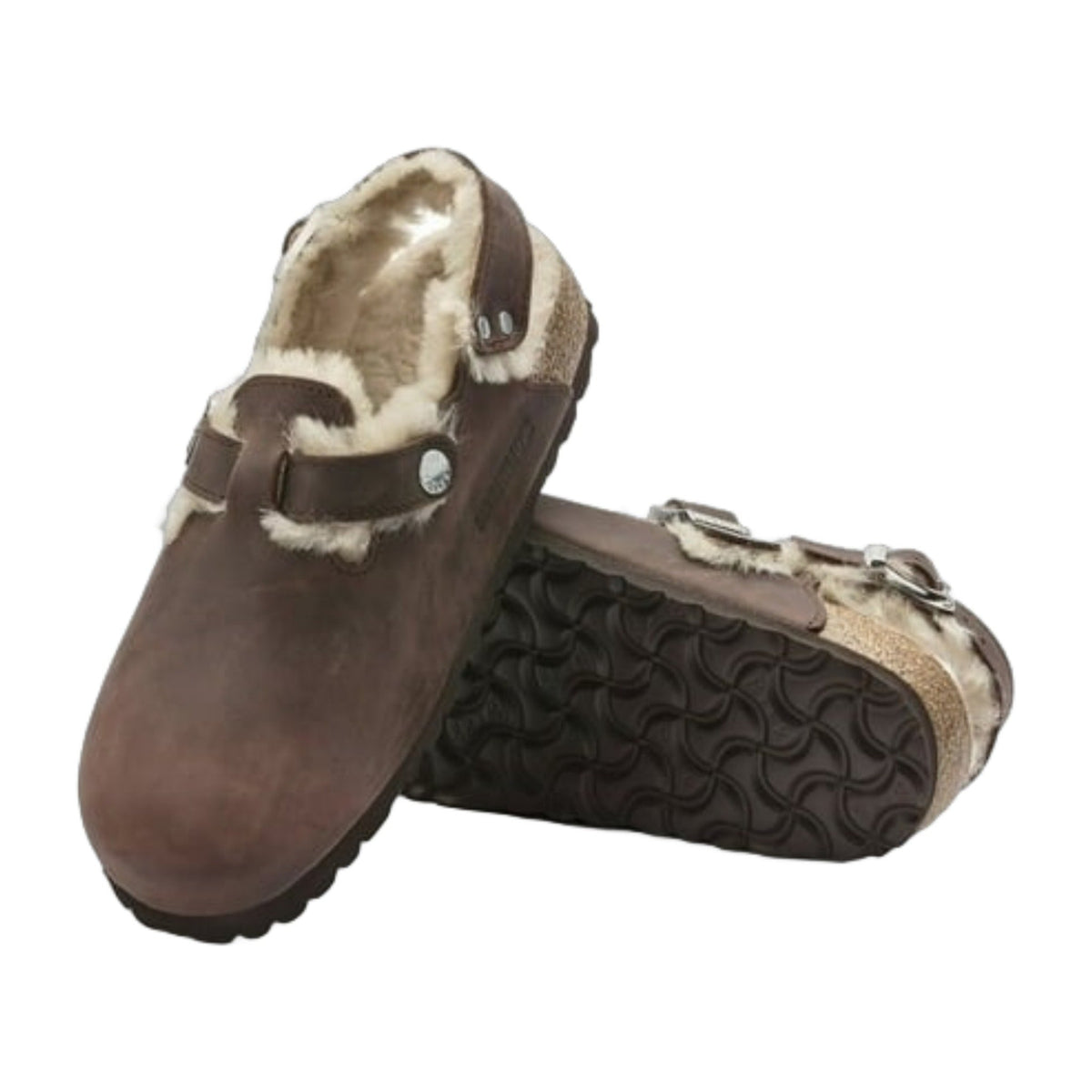 Birkenstock Unisex Tokio Shearling Natural Leather Brown
