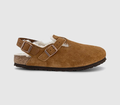 Birkenstock Tokio Inside Shearling Suede Leather Clogs Narrow