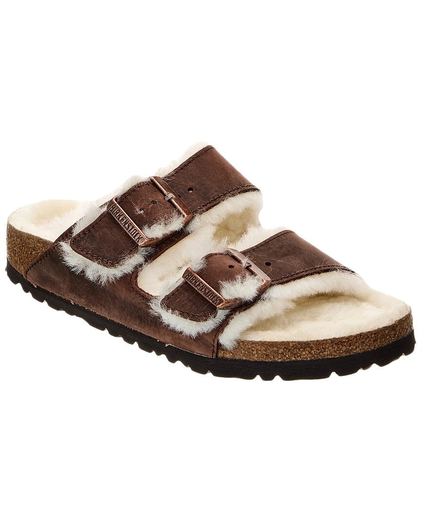 Birkenstock Arizona Shearling Waxy Leather Oiled Habana