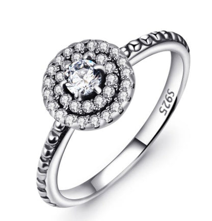 925 Sterling Silver Diamante "Sky Star" Ring | Gold & Rose Gold Plated Inlaid Zircon Ring | Elegant Wedding & Proposal Jewelry for Women